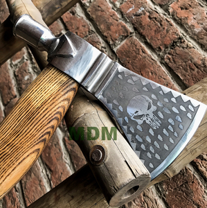 Hacha Tomahawk de acero de alto carbono hecha a mano, herramienta de bricolaje de grado Industrial, mango de madera de Fresno, martillo de cuero personalizado, hacha personalizable - Product Image 2