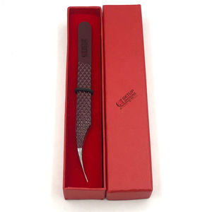 Pinzas de extensión de pestañas de acero inoxidable de alta calidad con logotipo personalizado, nuevo aislamiento, revestimiento de polvo de vino, herramientas de belleza - Product Image 1