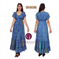 Robe Maxi de Plage Bohème Décontractée Grande Taille Taille Empire avec Fente Style Espagnol Durable pour Mykonos Matériaux Assortis