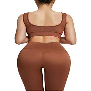 Femmes meilleure qualité Offre Spéciale solide motif Yoga Legging Fitness ensemble vêtements de sport actifs pour l'entraînement ensemble de sport - Product Image 6