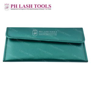 Portefeuille en cuir PU vert professionnel, étui de pincettes élastiques, pour 6 extensions de cils, étiquette privée, étui de pince à épiler, pièces - Product Image 6