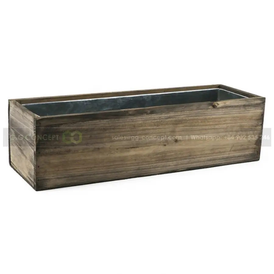Garden Wooden Boxes For Flower Herb, Wooden Pots For Patio/ Cheap Natural Decorative Rustic Wooden Planter Box