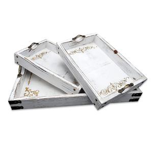 Plateau de service en bois fantaisie de luxe meilleure vente plateau de service décoratif plat de service en bois fait à la main indien élégant classique - Product Image 4