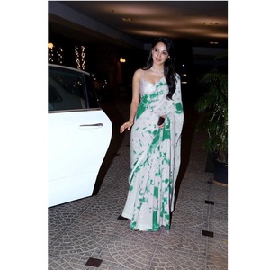 Ropa de fiesta Sari con diseñador Surat Blusa Material Bollywood Bordado indio Sari con blusa Mayorista Torque Color Saree ApparelGarment - Product Image 4