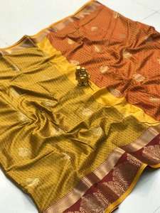 Vêtements de mariage les plus à la mode Saree en soie avec chemisier Pièce de chemisier Les femmes indiennes portent Sari pas cher bas prix en gros Surat vêtement - Product Image 3