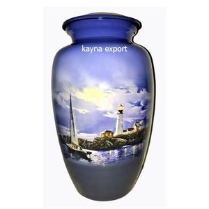 Urne funéraire de style américain pour adulte, de qualité supérieure, imprimée, neuve, peinte à la main, en métal, blanche, design artistique, en promotion - Product Image 4