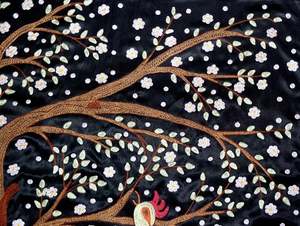 Offre Spéciale Attrayant Nature Amour Noir Soie L'ouzbékistan Broderie Suzani Couvre-lit Nuit Jardin Panneau Mural Design Tapisserie Jeter - Product Image 5