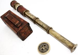 Télescope marin vintage en laiton antique, type jumelles de navigation de Londres, avec boîte en cuir, fait main, pour décoration intérieure - Product Image 3