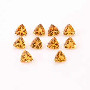 Natural Citrine Quartz Trillion Faceted Loose Calibrated Gemstone For Jewelry Making Gemstones Trillion Cut Loose Gemstone