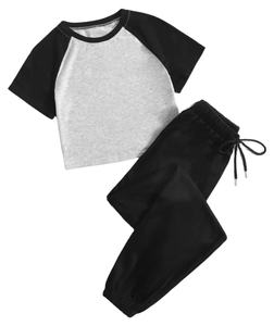 2022 conjunto de Jogger de dos piezas de algodón cómodo de alta calidad para mujer, pantalones cortos con logotipo personalizado, estilo informal de punto de Bangladesh - Product Image 1