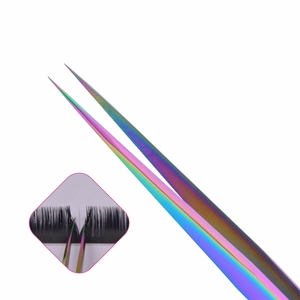 แหนบต่อขนตา,แหนบสำหรับต่อขนตาปลอมแบบบางสีรุ้งแหนบต่อขนตาแบบเรียบง่าย - Product Image 3