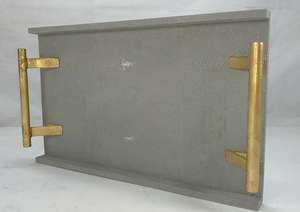 Faux Shagreen Tea Serving Tray DAPHOCO Model 052 Handmade Retro Design Made in Ho Chi Minh City Vietnam Light Grey Finish Decor - Product Image 2