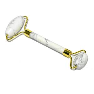 Rouleau de massage de haute qualité pierre blanche howlite visage Massage rouleau de cristal naturel produit facial rouleau 4 à 5 pouces grossiste - Product Image 1