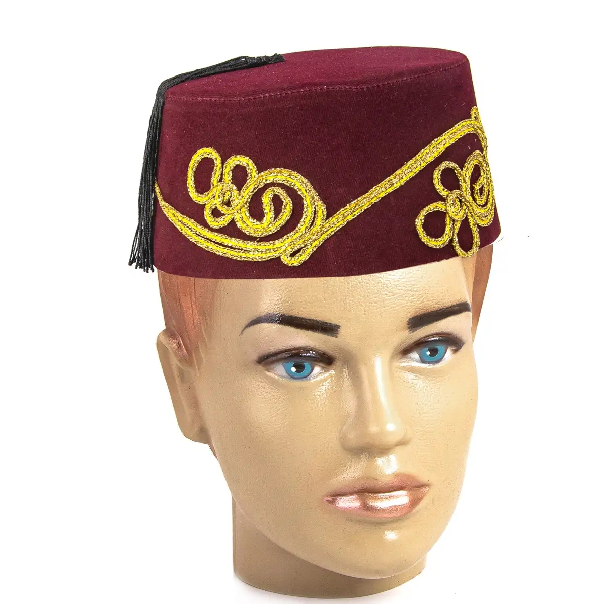 O chapéu tradicional bordado e bordado ottoman-turco fez chapéu cor vermelha da turquia