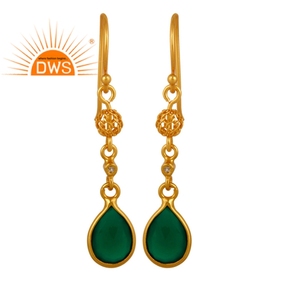 Boucles d'oreilles pour filles, plaqué or 18k, argent 925, perles à la mode, vente en gros, topaze, Onyx vert, pierre précieuse, possibilité de vente en gros - Product Image 1