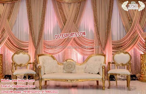 Conjunto de sofás de plata de escenario para boda asiática, conjunto de mobiliario de decoración para escenario, con sillas - Product Image 3