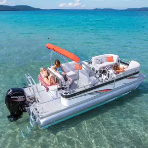 Kinocean perahu Pontoon rekreasi listrik 18 kaki penjualan terbaik untuk olahraga dan memancing dengan ruang ganti untuk dijual