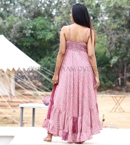 Europea de verano de las mujeres de la moda ropa de seda Sari vestido - Product Image 4