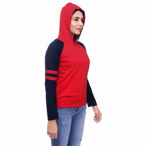 Sudadera con capucha de cuello redondo para mujer, ropa con logotipo personalizado de dos tonos, de manga grande/regular, informal - Product Image 5