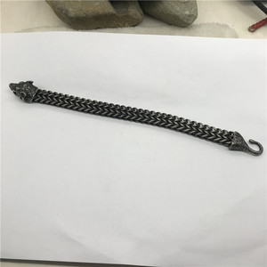 En Acier inoxydable Noir Loup Tête de Renard Charme Cubain Lien Chaîne Bracelet Pour Hommes - Product Image 3
