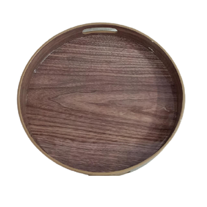 Bandeja Redonda de Madera KAMRAN de 12 Pulgadas con Asas, Ligera y Multifuncional, Diseño Moderno para Mesa de Centro y Decoración del Hogar - Product Image 2