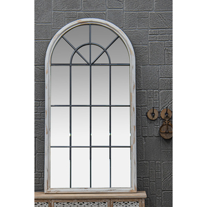 INNOVA HOME ferme style campagnard décoratif <span class=keywords><strong>shabby</strong></span> chic suspendu <span class=keywords><strong>grand</strong></span> <span class=keywords><strong>miroir</strong></span> de sol encadré arc en bois fenêtre <span class=keywords><strong>miroir</strong></span> mural - Product Image 2