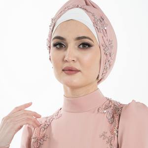 Vestido islámico modesto con tocado rosa, Hortensia, ajustado, Abaya, con bordado, de fabricante - Product Image 6