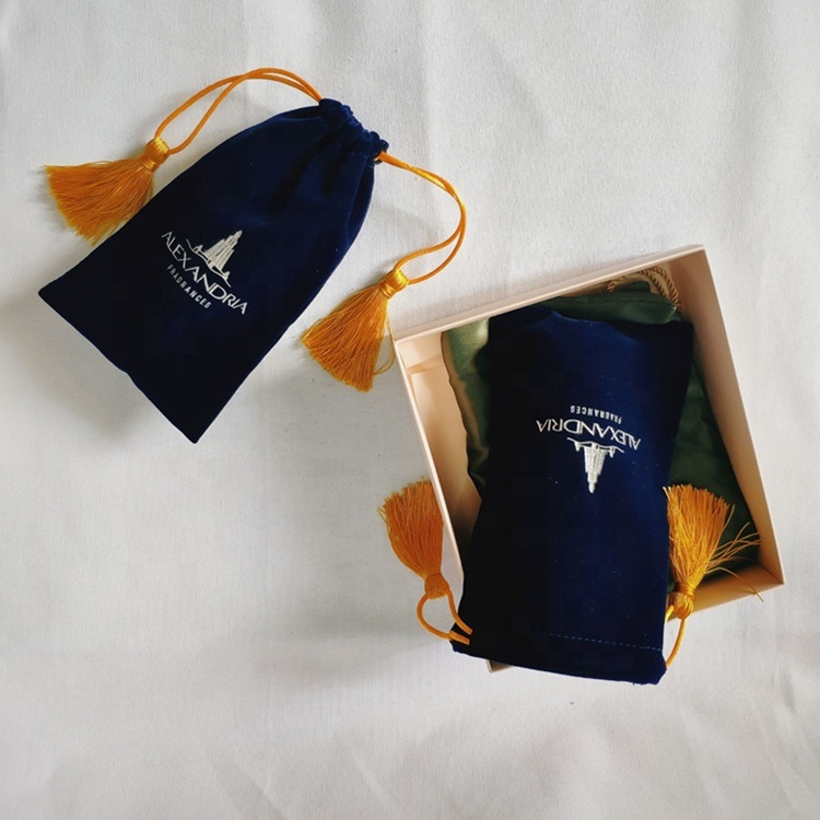 Velvet Perfume Packaging Pouches Custom Navy