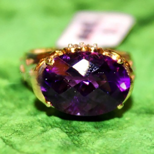Bague de fiançailles en améthyste, plaqué or 14 carats, argent 925, pierre précieuse naturelle, bague de mariage pour femmes - Product Image 4