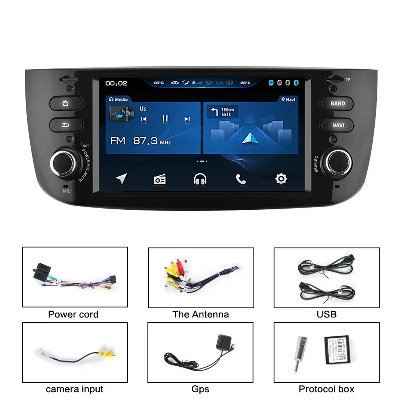 Voor Fiat Punto 2010-2015/Linea 2005-2009 Ondersteuning Am Carplay Auto Multimedia Dvd Speler Gps Navigatie 8 + 128Gb Android11 Autoradio