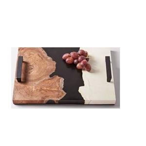 <b>Epoxy</b> Resin River Wood Serving Tray With <b>Metal</b> Handle Hotels & Restaurant Kitchenware Use Wholesale Natural Wood Color - Product Image 3