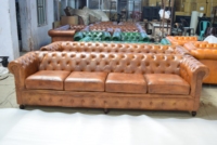 Sofá Cama Chesterfield Moderno de Alta Calidad, 3 Plazas, Cuero Genuino, Extensible, para Muebles de Hogar, Hoteles y Decoración, Fabricante