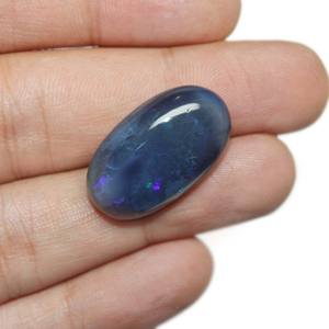 อัญมณีทรงวงรีทรงหลวมทำด้วยมือสีเงินเรียบสีดำโอปอลเจียระไนตามธรรมชาติจากออสเตรเลียสำหรับทำเครื่องประดับอัญมณีหลวมทำด้วยมือ - Product Image 1