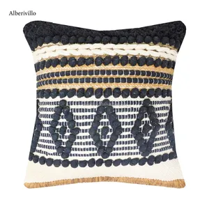 Boho Throw Pillow Case for Outdoor Chair Eco-Friendly Handmade Cotton Cushions Bohemian Throw Tufted Cushion Cover