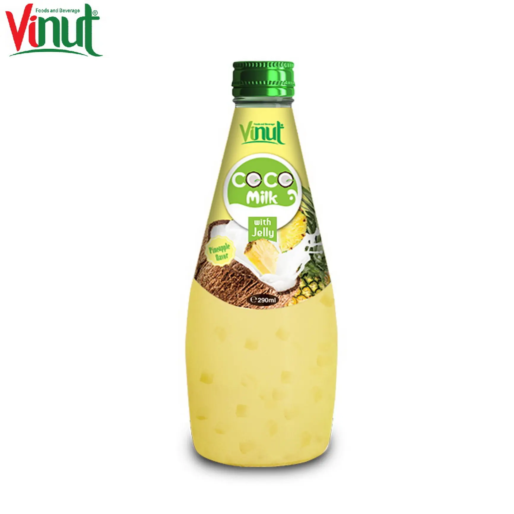 290ml VINUT bottiglia di vetro latte di cocco con ananas OEM all'ingrosso più preferito glucosio GMP certificato Vietnam