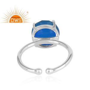 บลู Chalcedony พลอยผู้หญิงแฟชั่นแหวนเครื่องประดับ925สเตอร์ลิงผู้ผลิตเครื่องประดับเงินดี - Product Image 3
