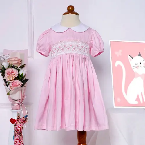 Новое поступление, милое розовое платье с вышивкой, 2023