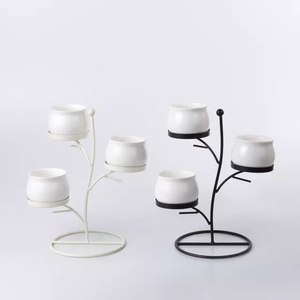Style simple cadre en fer branche forme en céramique pot de fleur - Product Image 3