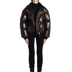 เสื้อโค้ทขนเป็ดของผู้หญิงเสื้อแจ็กเก็ตผู้หญิงบุนวมเย็นฤดูหนาวแจ็คเก็ตลำลองผ้าทอ100% โพลีเอสเตอร์แจ็คเก็ตบอมเบอร์พิมพ์ลายพัฟ - Product Image 1