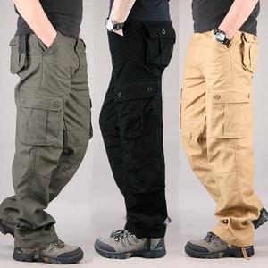 <b>Men's</b> New Cargo Pants Loose Straight Oversize Cotton Canvas Clothing Solid Grey Work Wear Joggers Black Casual Male <b>Trousers</b> - Product Image 4