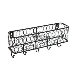 ตะกร้าลวดสำหรับใส่อาหารตะกร้าแขวนผนังเหล็กสีดำดีไซน์โดดเด่น - Product Image 5