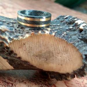 Anillo DE BODA unisex de acero de Damasco con tecnología incrustada con piedras de perlas de diamante para fiesta de aniversario de compromiso - Product Image 1