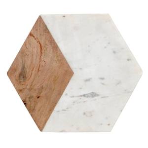 Tabla de cortar de mármol blanco y madera, tabla de picar de alta calidad y práctica para cocinar. - Product Image 4