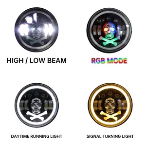 New Arrival Angel Eyes DRL Turning Light Auto RGB 7inch Round LED Headlight For Cars Motorcycle