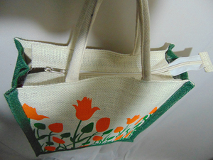 Bolsa de mano de yute, reciclada, ecológica, estampada - Product Image 6