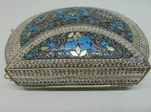 Ethnic <b>Clutch</b> Vintage Bag Handmade Metal Bag Mosaic Stone Purse Shell Bag Hand <b>clutch</b> Handbag for women - Product Image 4