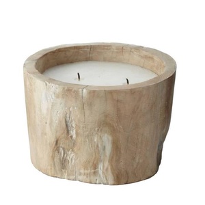 Soporte de madera para vela de masa, forma redonda tallada a mano, tazón de masa grande con y soporte de madera para decoración de vajilla - Product Image 4