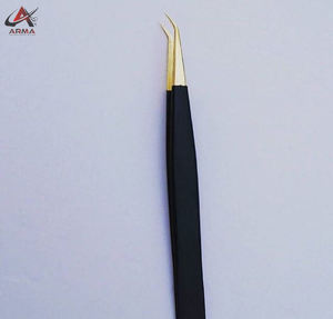 แหนบต่อขนตาสีดำเคลือบผงทอง24K แบบมืออาชีพที่ยั่งยืนปลายแหลมเพื่อความงามส่วนตัว - Product Image 2