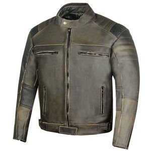 Veste de motard pour hommes, en cuir de vache gris Antique, à fermeture éclair, de haute qualité, disponible en toutes les couleurs - Product Image 2