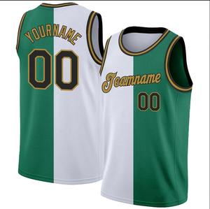 Camiseta de baloncesto Kelly Green con cuello redondo blanco-Royal Rib-Knit bordado nombre y números de talla grande transpirable - Product Image 6